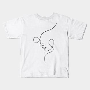 Minimal one line art woman face Kids T-Shirt